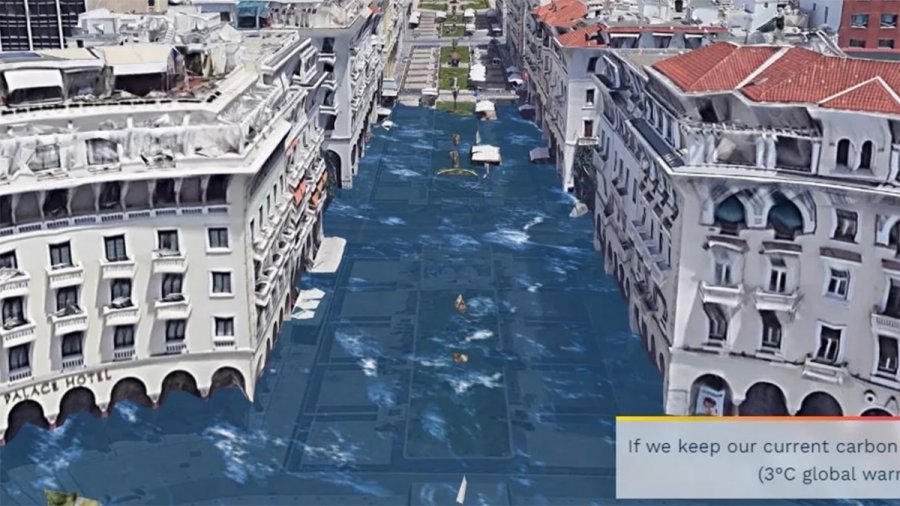 Κάτω από το νερό η πλατεία Αριστοτέλους και ο Πειραιάς, αν αυξηθεί η θερμοκρασία στη Γη [εικόνες]