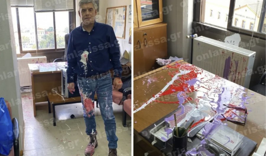 «Τι έχεις να μας πεις για τα Τέμπη;» – Ο Κώστας Αγοραστός δέχθηκε επίθεση με μπογιές